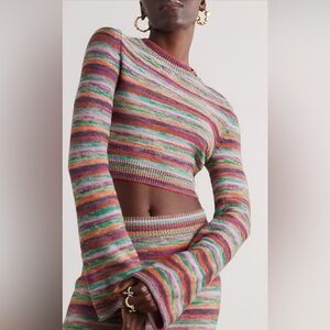 CHLOÉ Cropped space-dyed wool and cashmere-blend top